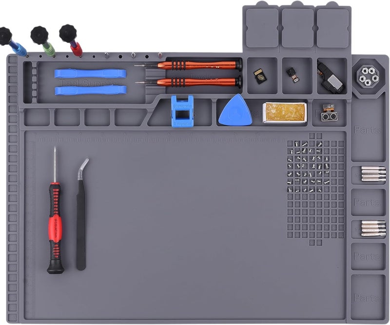 HPFIX Premium Heat Resistant 932°F Magnetic Soldering Mat, 17.3'' x 11.8'' Electronics Repair Work Mat for Soldering, Electronics Computer Cellphone Repair, BGA Soldering Gun Iron Workbench Protection - Image 1