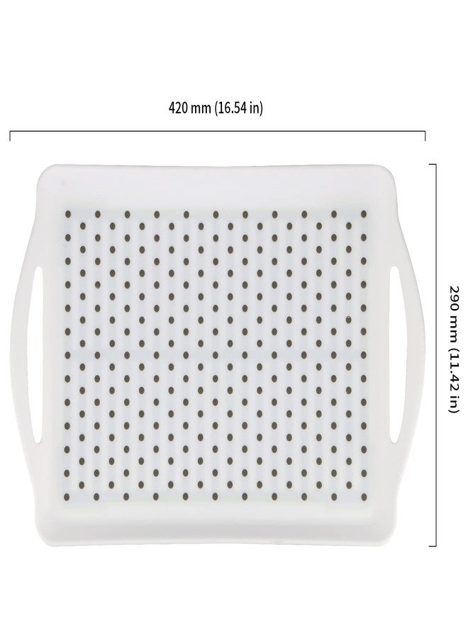HOIGON 2 Pack 16.5 x 11.4 x 1.6 Inch Anti-Slip Food Serving Tray with Handles, Rectangular Plastic Serving Trays Cafeteria Dinner Trays for Eating On Couch, Bed, Restaurant - Image 2