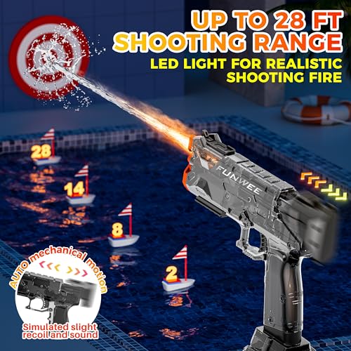 Funwee 2025 New Upgrade Electric Water Guns for Adult Kid Light Up Strongest Full Auto Watergun High Capacity 500 Water Blaster 2630 FT Range Powerful Classic Water Squirt Outdoor Pool Water Toy - Image 5