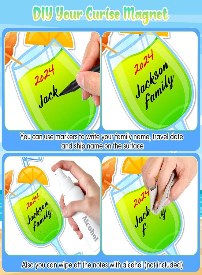 Konohan 2 Pcs Cruise Door Decorations Magnetic Fruit Drink Door Magnets with 3 Pcs Paint Pens Cruise Must Haves Cocktail Magnet Stickers for Carnival Birthday Refrigerator Decor(Mixed Color) - Image 3