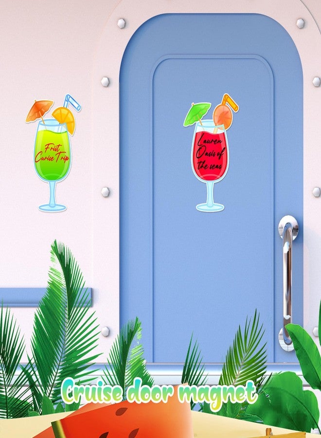 Konohan 2 Pcs Cruise Door Decorations Magnetic Fruit Drink Door Magnets with 3 Pcs Paint Pens Cruise Must Haves Cocktail Magnet Stickers for Carnival Birthday Refrigerator Decor(Mixed Color) - Image 4