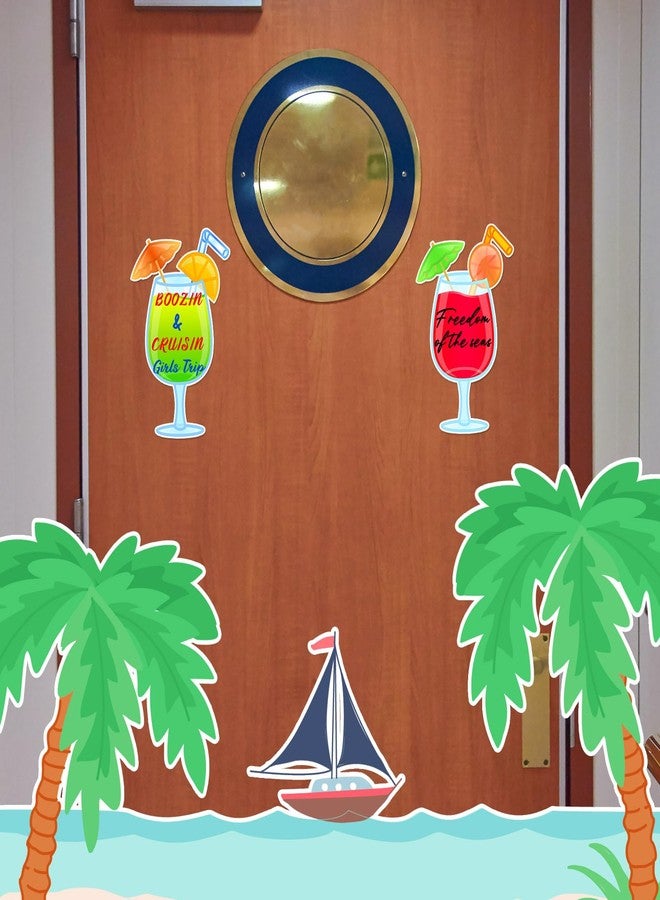 Konohan 2 Pcs Cruise Door Decorations Magnetic Fruit Drink Door Magnets with 3 Pcs Paint Pens Cruise Must Haves Cocktail Magnet Stickers for Carnival Birthday Refrigerator Decor(Mixed Color) - Image 2