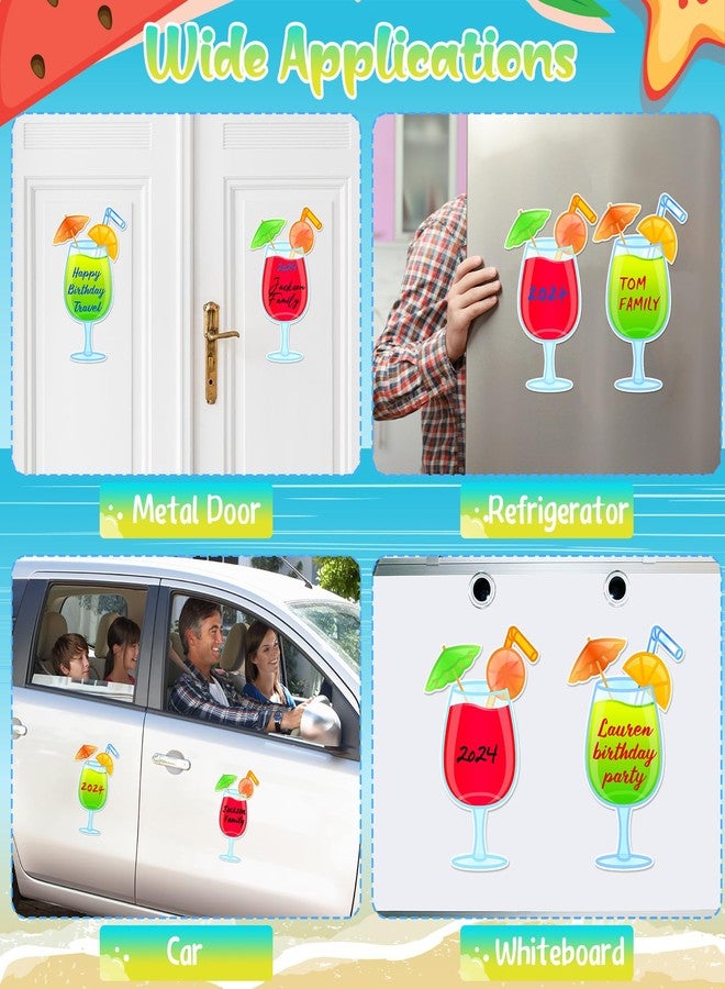 Konohan 2 Pcs Cruise Door Decorations Magnetic Fruit Drink Door Magnets with 3 Pcs Paint Pens Cruise Must Haves Cocktail Magnet Stickers for Carnival Birthday Refrigerator Decor(Mixed Color) - Image 5