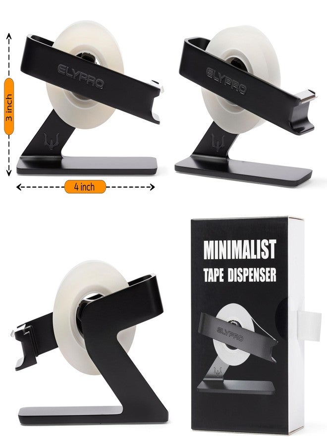 ELYPRO Modern Tape Dispenser for Office Desk - Elegant and Minimalist Design, Heavy Metal Made, Space-Saving, Perfect for Office & Home Use or as a Stylish Gift - Bonus Tape Roll Included (Black) - Image 4