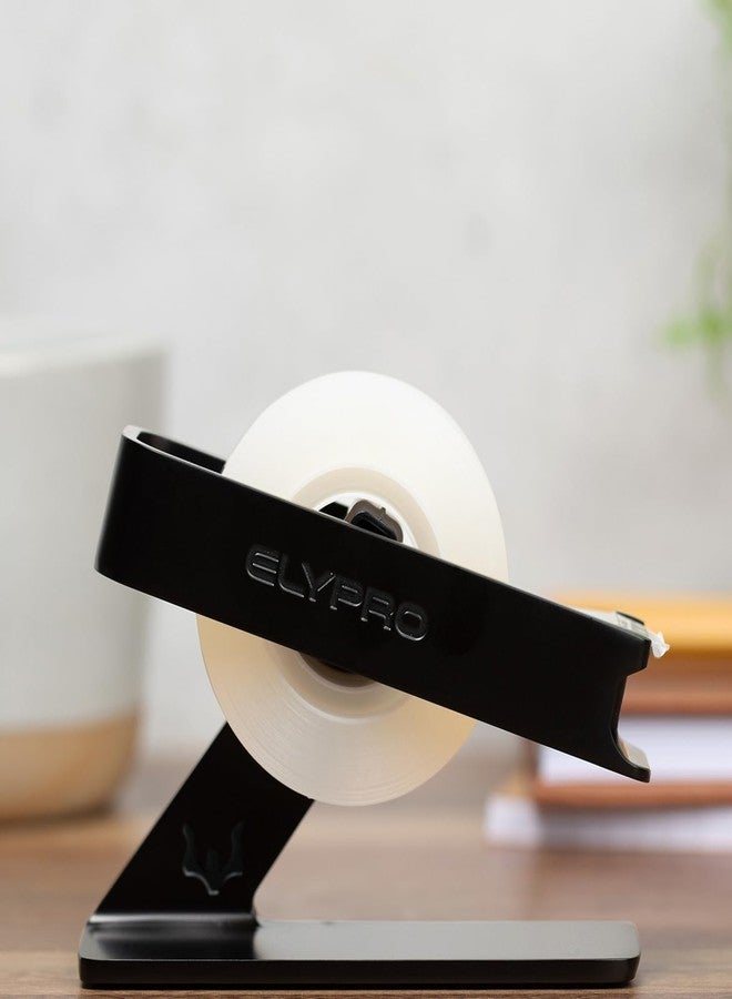 ELYPRO Modern Tape Dispenser for Office Desk - Elegant and Minimalist Design, Heavy Metal Made, Space-Saving, Perfect for Office & Home Use or as a Stylish Gift - Bonus Tape Roll Included (Black) - Image 2