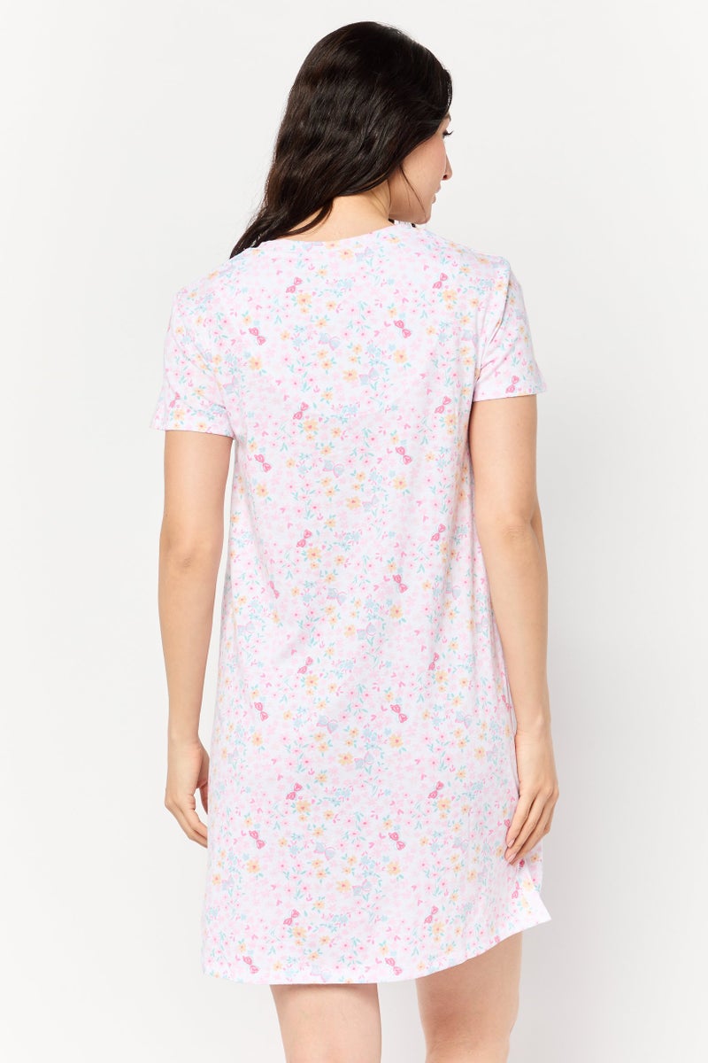 Celestial Dreams Women Floral Print Sleepwear Dress, Multicolor - Image 4