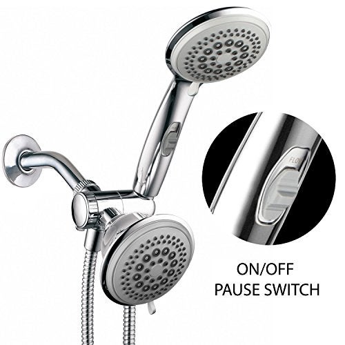 Hotel Spa PowerSpa Top American Brand High Pressure 3-way Luxury Overhead/Handheld Shower Head Combo with 63 Flow Settings, Water Saving Hand Pause Switch and Stainless Steel Hose - Image 2
