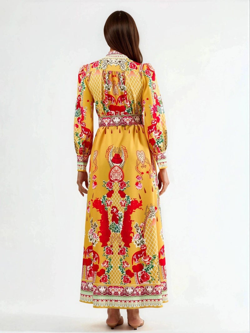Jennyfer فستان ماكسي مزين بالأزهار بحزام - Image 3