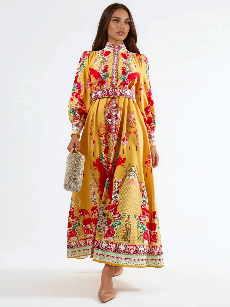 Jennyfer فستان ماكسي مزين بالأزهار بحزام - Image 5