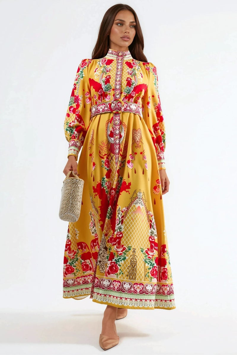 Jennyfer فستان ماكسي مزين بالأزهار بحزام - Image 5