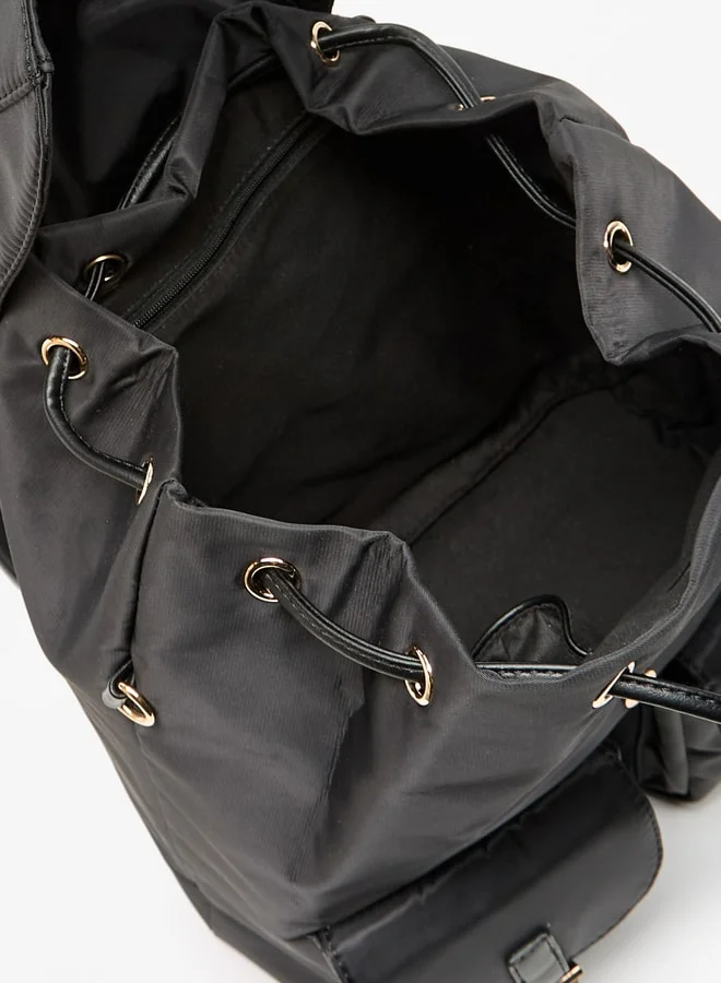 Flora Bella By Shoexpress Women Solid Backpack with Adjustable Straps and Detachable Pouch