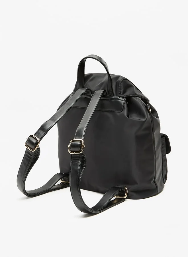 Flora Bella By Shoexpress Women Solid Backpack with Adjustable Straps and Detachable Pouch