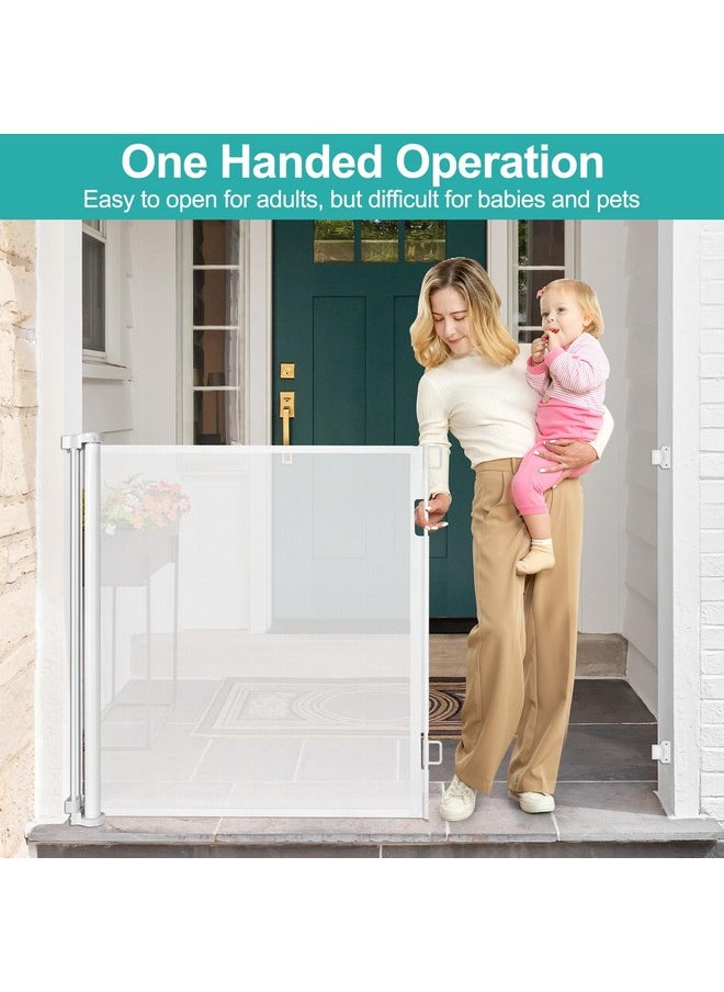 BETERTEK 42 Inch Extra Tall Baby Gates for Doorways 55" Wide Retractable Dog Gate Indoor 3.5ft Extra Tall Baby Gates for Dogs Outdoor Retractable Gate for Stairs Prevent Kids/Pets from Jumping Over, White  - Image 3