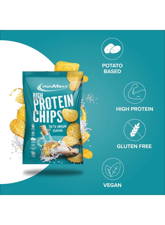 IronMaxx High Protein Potato Chips | 14 x 60g | Salt & Vinegar Flavour - Image 2