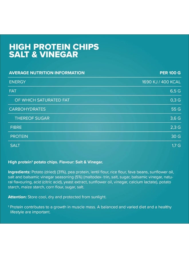 IronMaxx High Protein Potato Chips | 14 x 60g | Salt & Vinegar Flavour - Image 4