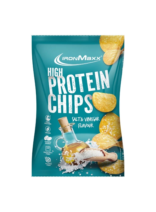 IronMaxx High Protein Potato Chips | 14 x 60g | Salt & Vinegar Flavour - Image 1
