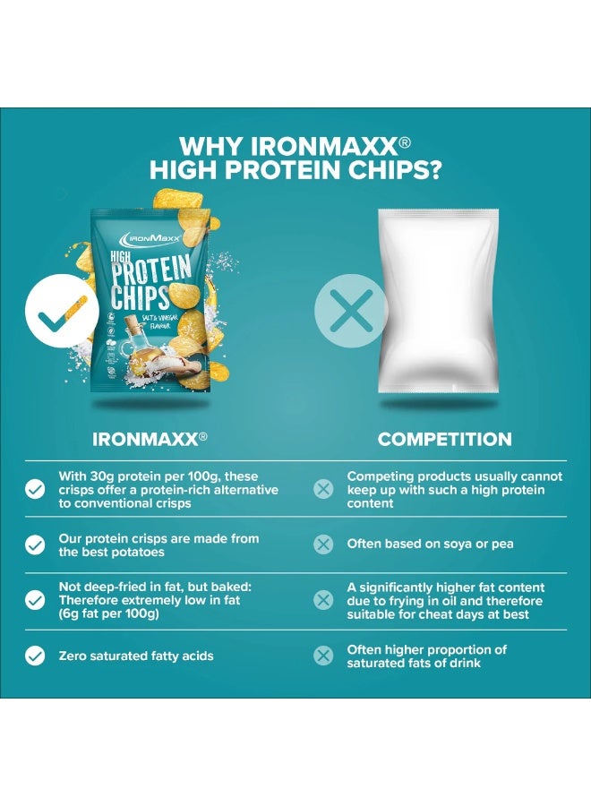 IronMaxx High Protein Potato Chips | 14 x 60g | Salt & Vinegar Flavour - Image 3