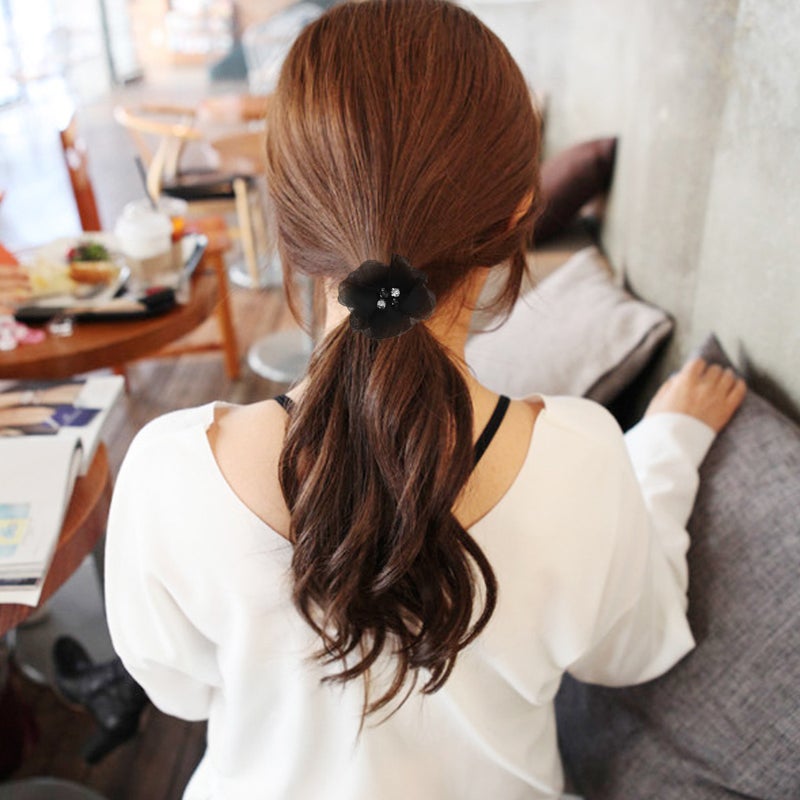 40 Pcs Flowers Shaped DIY Accessory Mini Chiffon Flowers Girls Hairhoop cloth Accessories(Black) - Image 2
