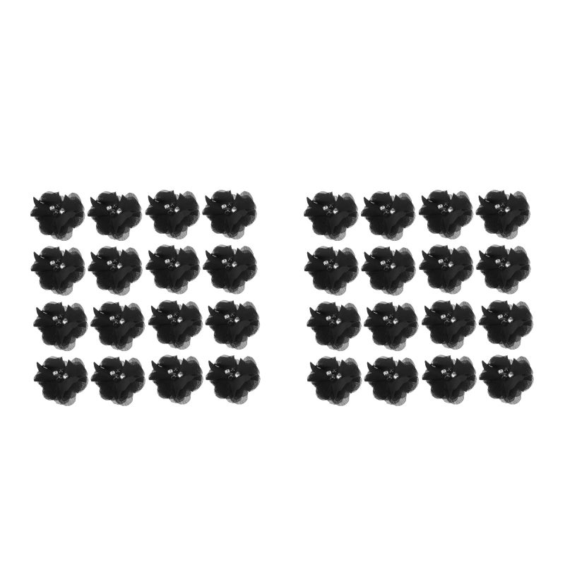 40 Pcs Flowers Shaped DIY Accessory Mini Chiffon Flowers Girls Hairhoop cloth Accessories(Black) - Image 1