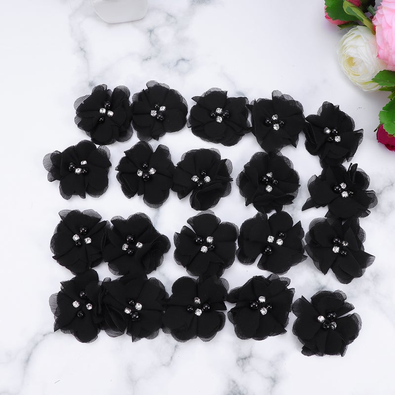 40 Pcs Flowers Shaped DIY Accessory Mini Chiffon Flowers Girls Hairhoop cloth Accessories(Black) - Image 4