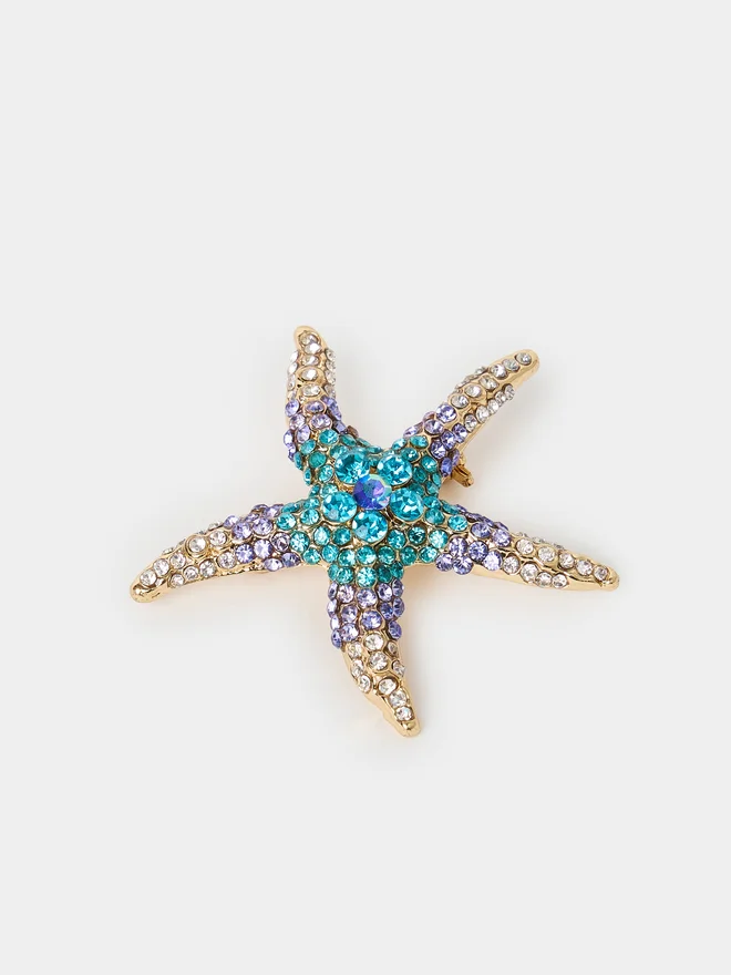 Styli Embellished Starfish Brooch