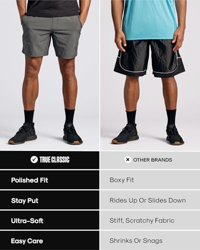 True Classic Novelty Mens Shorts – Gym Shorts for Men, Quick Dry Mens Athletic Short & Sweat Short for Workout and Running, 7.5" Quick Dry, Pack of 1, Black, L - Image 4