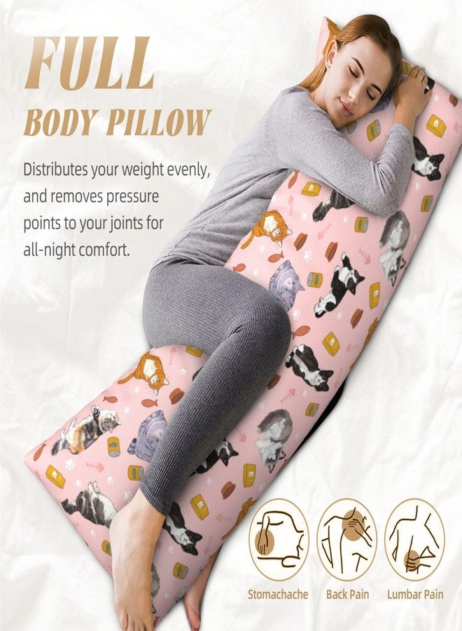 Majoug Cute Cats Body Pillow Cover, 20x54 Inches Cat Printed Pillow Case with Hidden Zipper, Soft Fabric for Adults,Kids Women, Men, Home Decor Bedding - Image 2