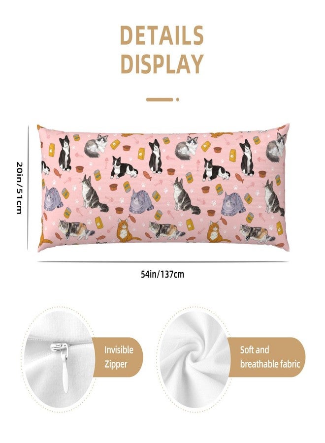 Majoug Cute Cats Body Pillow Cover, 20x54 Inches Cat Printed Pillow Case with Hidden Zipper, Soft Fabric for Adults,Kids Women, Men, Home Decor Bedding - Image 3