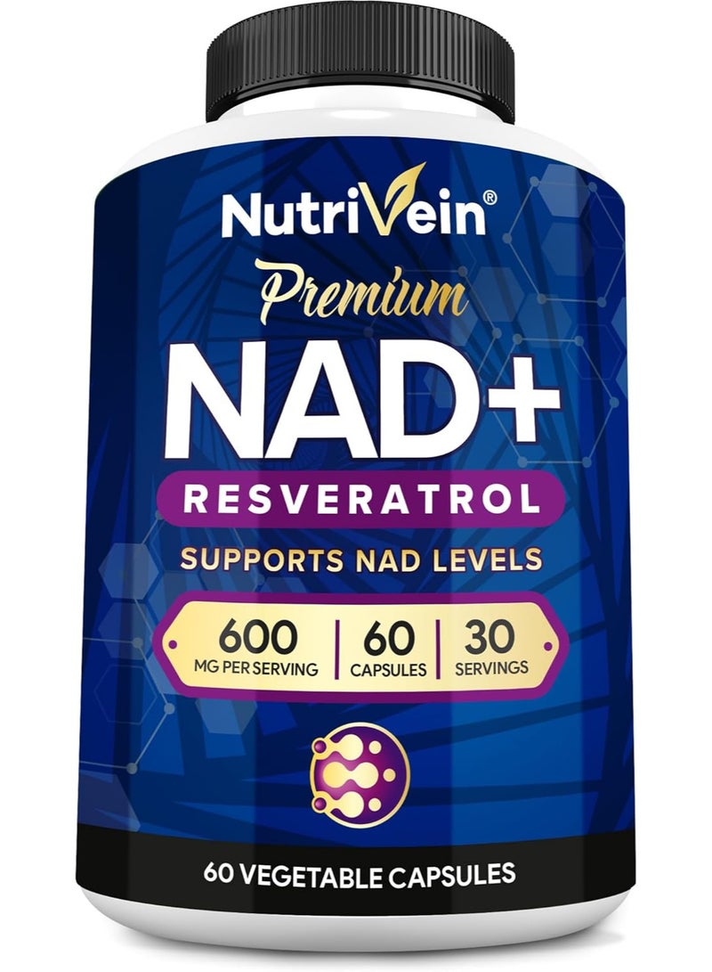 Nutrivein NAD+ Resveratrol 600mg 60 Capsules - Image 1