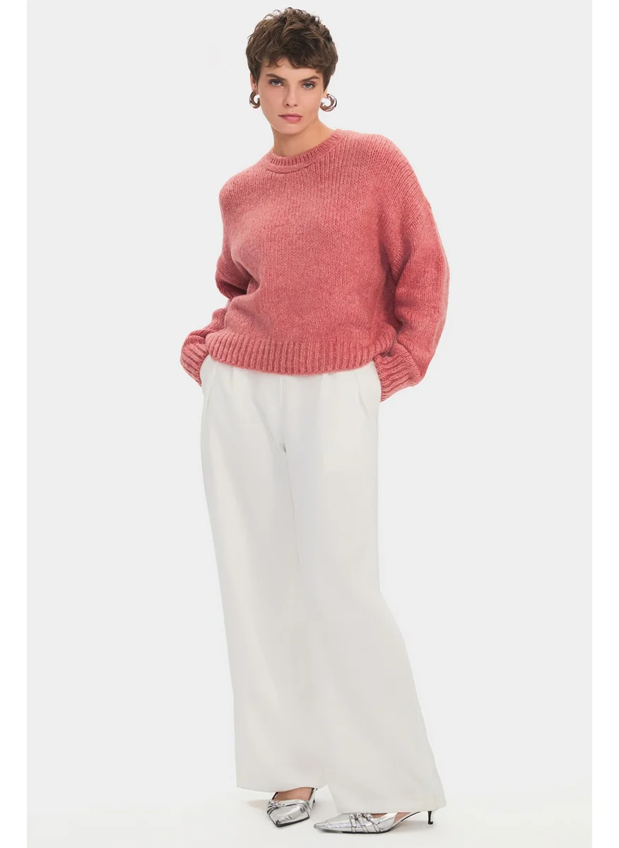 جون Women's Wide Pattern Soft Texture Basic Knitwear Sweater