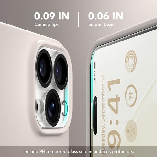 GONEZ for iPhone 15 Pro Max Case Silicone, Compatible with Magsafe, Camera Protector + Screen Protector, Soft Anti-Scratch Microfiber Lining, Liquid Silicone Shockproof Phone Cover, Stone - Image 5