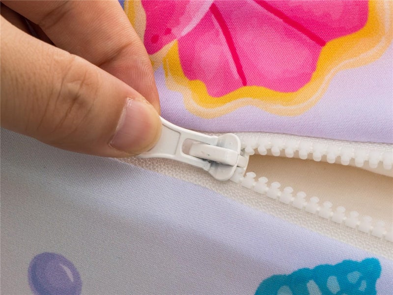 NTBED مجموعة أغطية سرير بطبعة حورية البحر NTBED بتصميم سحاب خفيف الوزن للأطفال الفتيات مع ملاءة مطابقة وأغطية وسائد، متعدد الألوان - Image 5