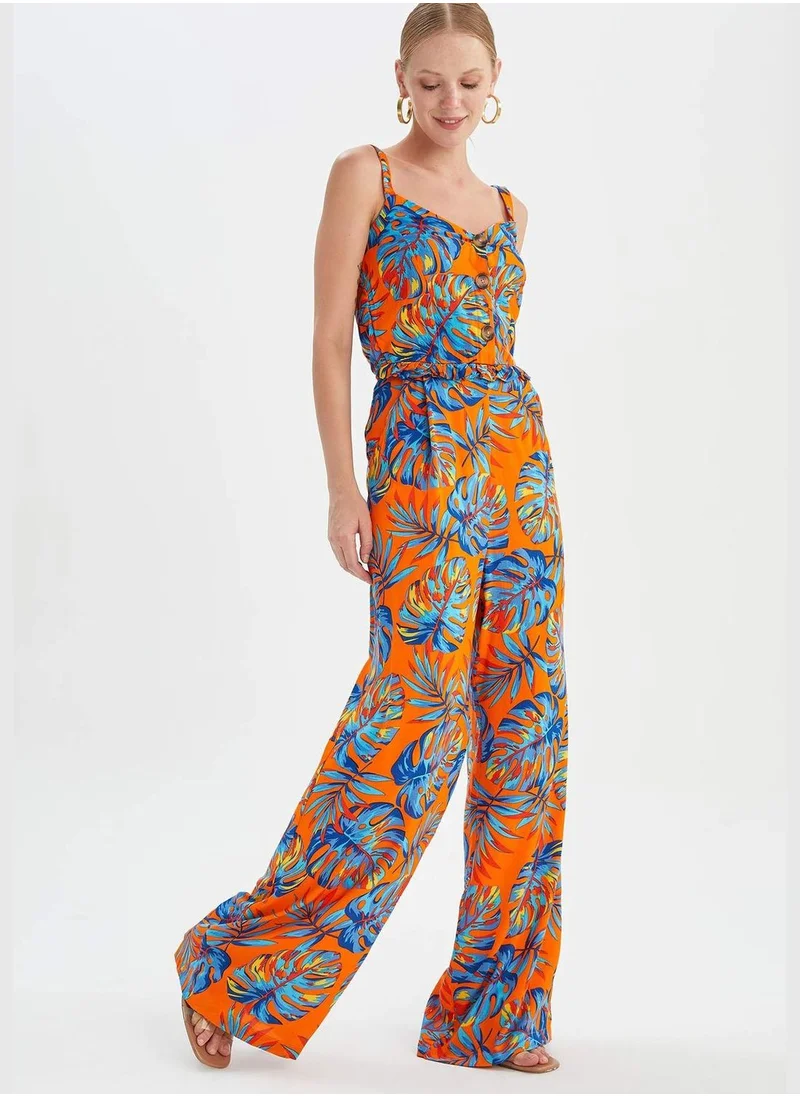 ديفاكتو Woman Elastic Waist V Neck Jump Suit