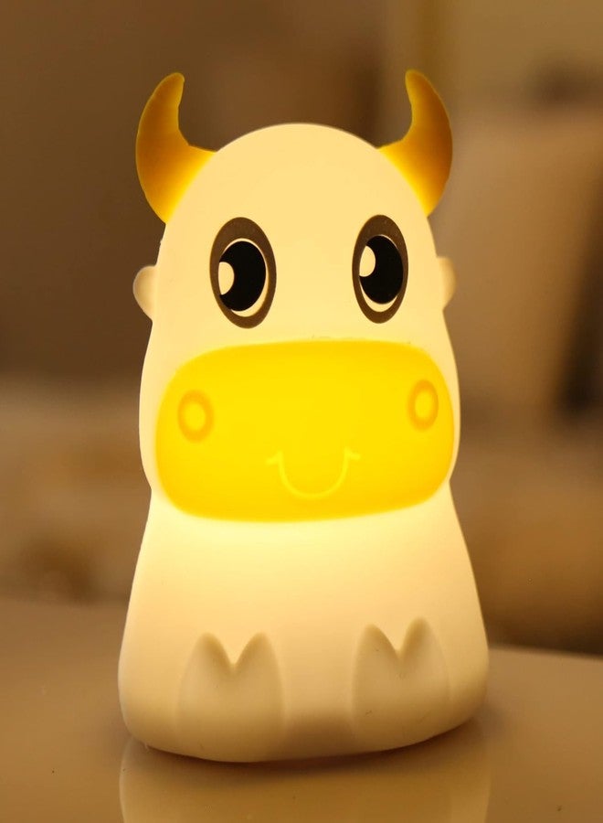 Kiditos Silicone Cows Night Lamp Rechargeable Cute Lamp with 7 Colors Mode Night Lights for Bedroom Nursery and Study Desk Decorative (Cow) - Image 1