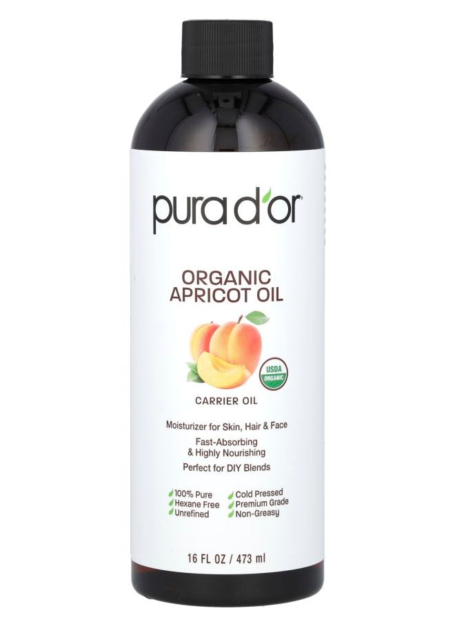 Pura d'or - Organic Apricot Oil 16 fl oz (473 ml) - Image 1