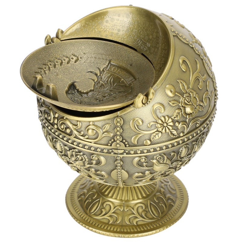 Retro Ashtray Zinc Alloy: Fade-Free Oxidation-Resistant Wear-Resistant Easy To Clean - Globe Pattern Eagle Embossment Decorative Ashtray for Home Hotel Senior Club Smokers - Image 2