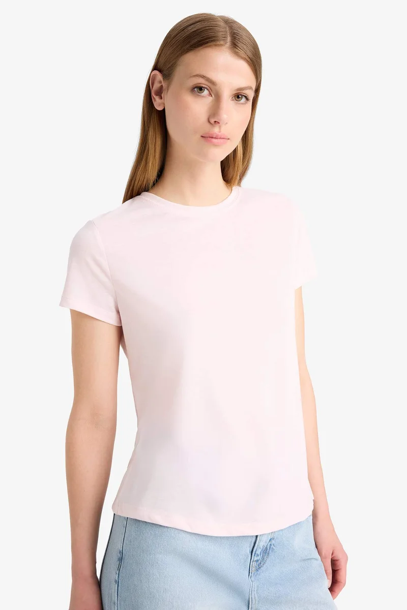 ديفاكتو Regular Fit Crew Neck Basic Short Sleeve T-Shirt