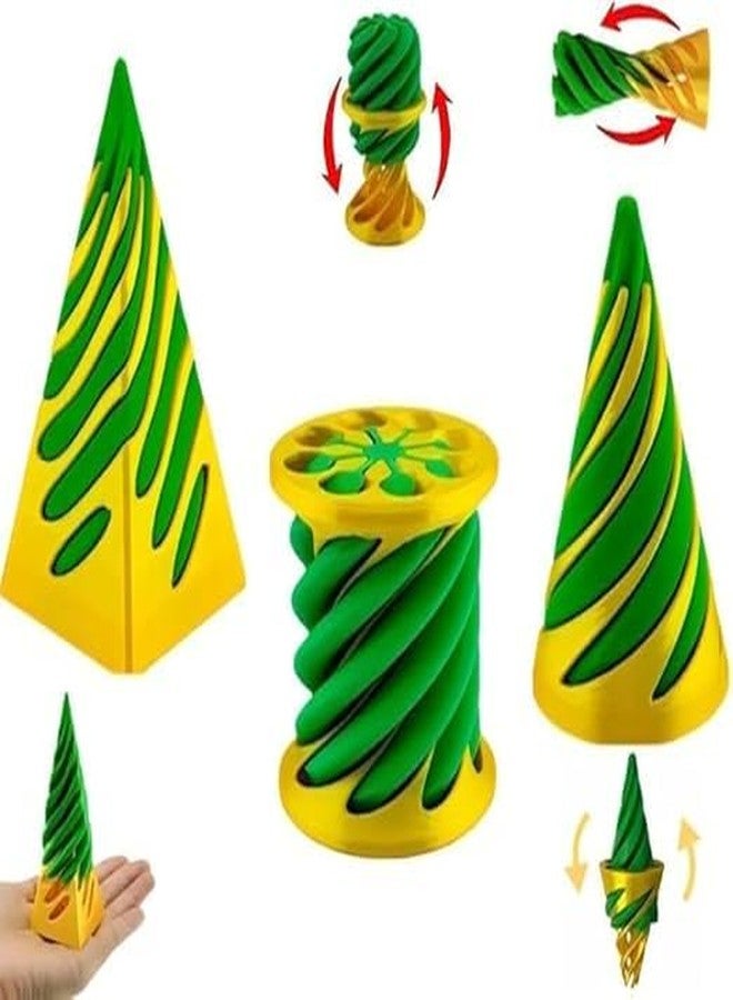 3D Craft 3D Spiral Twist Cone Puzzle Toy, Educational Fidget Toy, Yellow and Green (Yellow and Green (singal Cone), 2) - Image 1