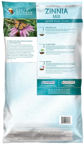 Earth Science Zinnia Wildflower Mix—6lb – 3-in-1 Seeds Plant Food & Soil Conditioner – Non-GMO Vibrant Blooming Flowers for Gardens Low Maintenance Attracts Pollinators – Covers 600 Sq Ft Eco-Friendly - Image 2