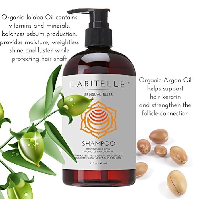 Laritelle Organic Shampoo 17.5 oz. Argan Oil, Rosemary, Palmarosa. Promotes Hair Growth, Prevents Hair Loss. GF - Image 3