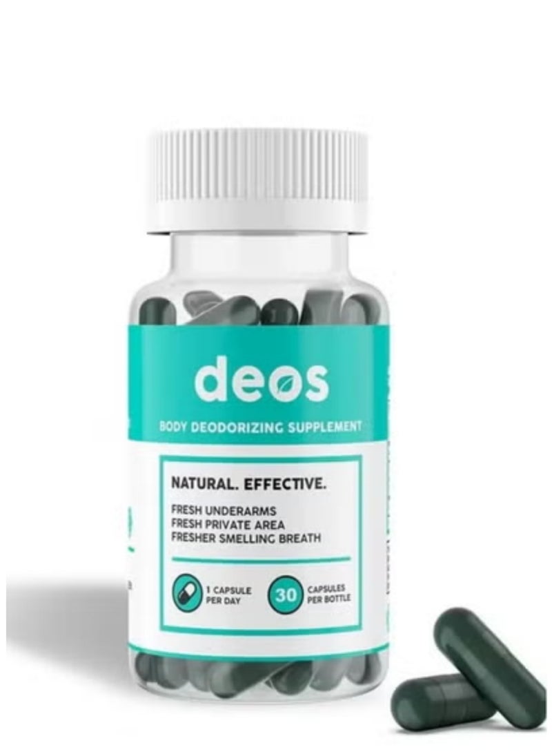 ديوس كبسولات DEOS المضادة للعرق للجسم كاملاً – تحكم طبيعي بالرائحة لمدة 30 يوماً للرجال والنساء – مكمل ثقة الجسم - Image 1