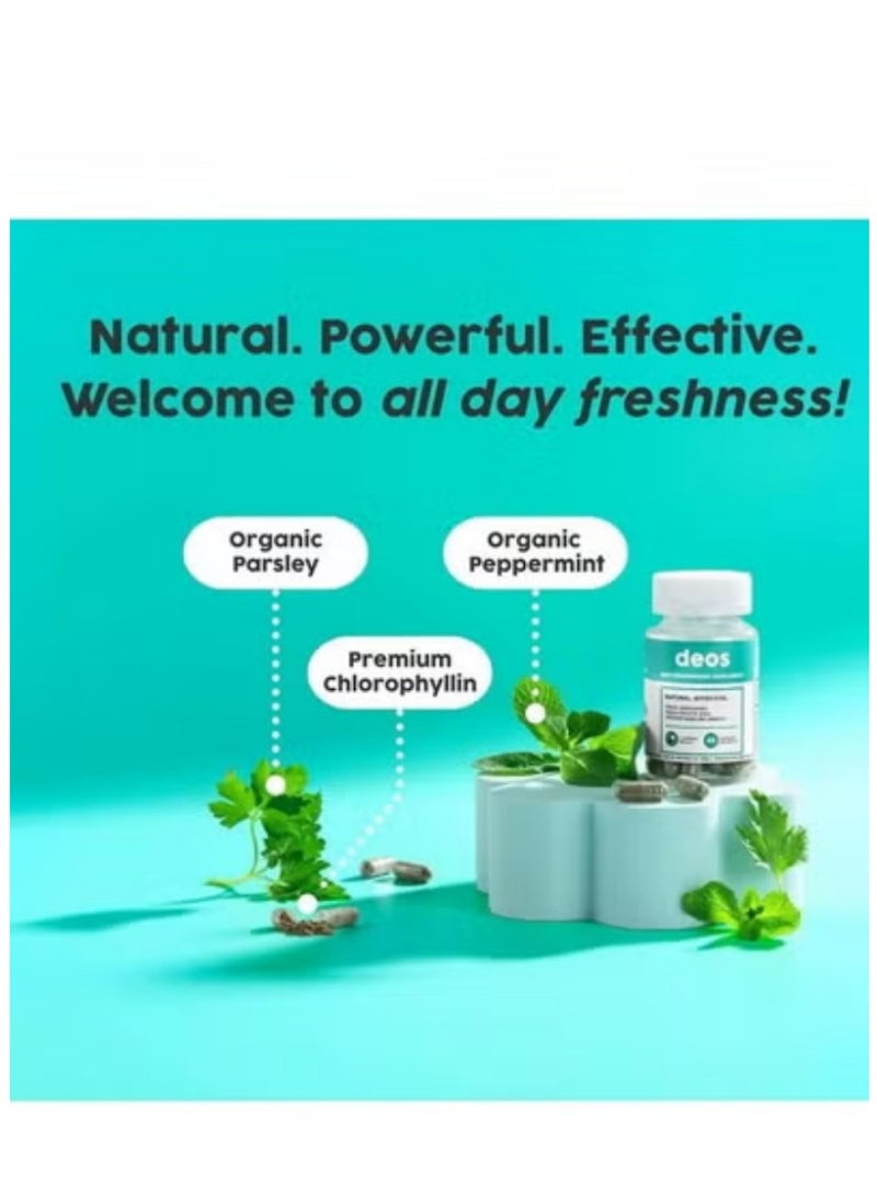 ديوس كبسولات DEOS المضادة للعرق للجسم كاملاً – تحكم طبيعي بالرائحة لمدة 30 يوماً للرجال والنساء – مكمل ثقة الجسم - Image 2