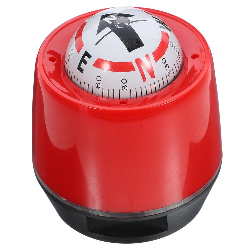 Red Car Compass Ball With Adhesive Base Dashboard Mount Portable Direction Indicator - Image 2