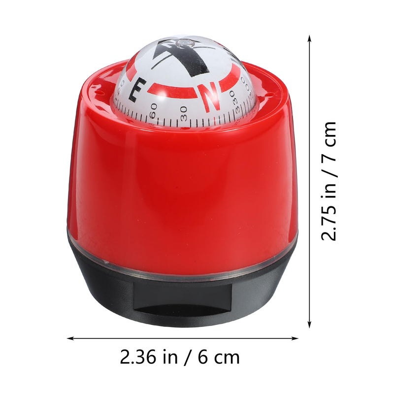 Red Car Compass Ball With Adhesive Base Dashboard Mount Portable Direction Indicator - Image 3