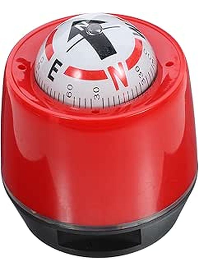 Red Car Compass Ball With Adhesive Base Dashboard Mount Portable Direction Indicator - Image 1