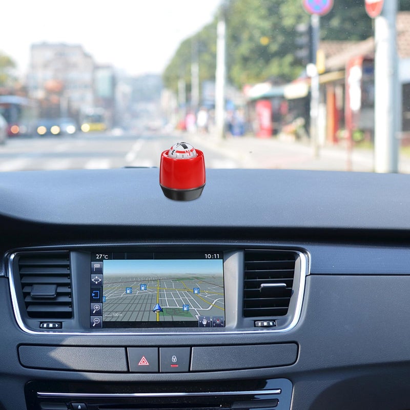 Red Car Compass Ball With Adhesive Base Dashboard Mount Portable Direction Indicator - Image 5
