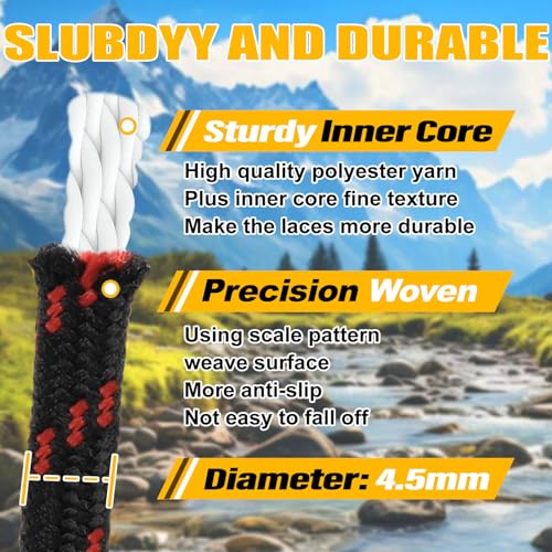 DELELE Hiking Shoe Laces for Boots, 2 Pair 39 inch Light Brown Orange Dots Round Boot Laces Heavy Duty, Work Shoelaces Strings - Image 4