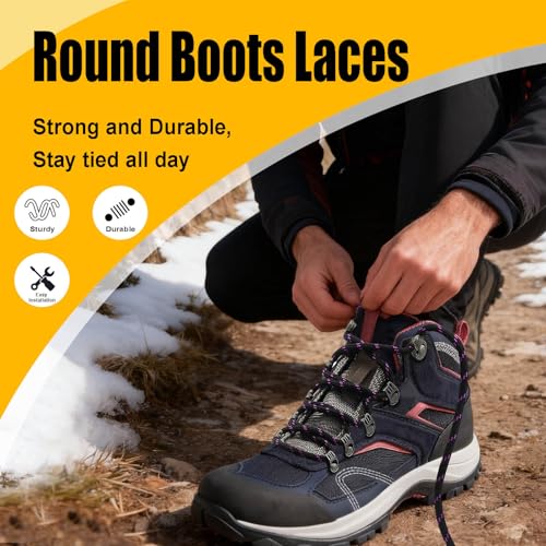 DELELE Hiking Shoe Laces for Boots, 2 Pair 39 inch Light Brown Orange Dots Round Boot Laces Heavy Duty, Work Shoelaces Strings - Image 3