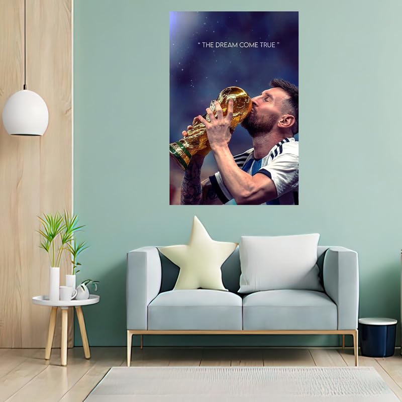wallpics SOCCER SUPERSTAR LIONEL MESSI DREAMS COME TRUE MESSI POSTER FOOTBALL STAR SOCCER LEGEND Wall Art Print Post Gym Inspiring Sports Poster vinylMulticolor Unframed 24x36 inch - Image 2