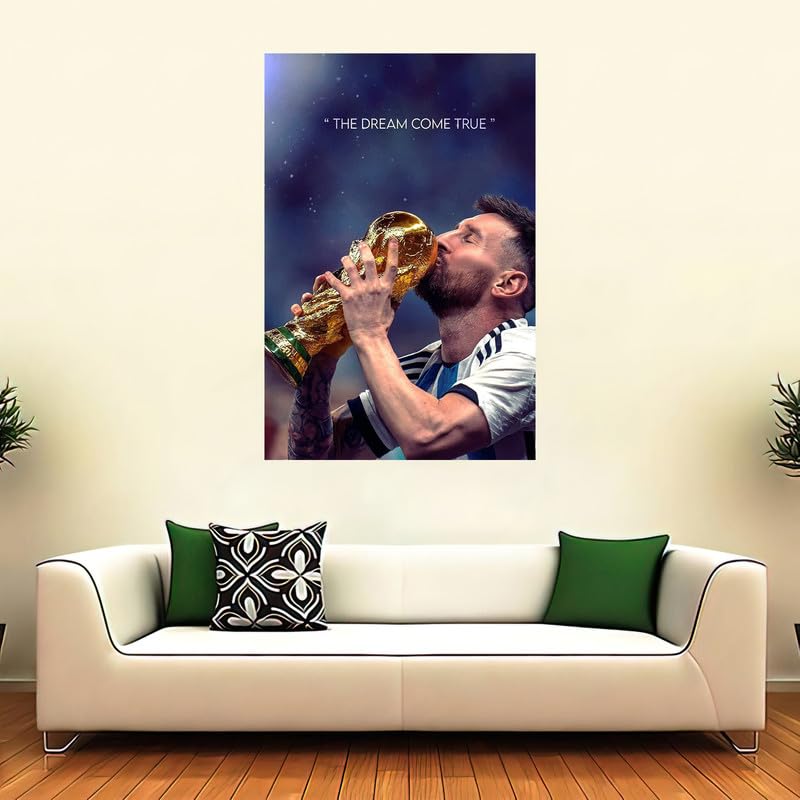 wallpics SOCCER SUPERSTAR LIONEL MESSI DREAMS COME TRUE MESSI POSTER FOOTBALL STAR SOCCER LEGEND Wall Art Print Post Gym Inspiring Sports Poster vinylMulticolor Unframed 24x36 inch - Image 3